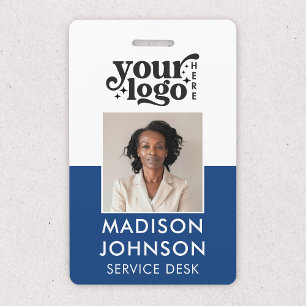 Custom Employee Photo Company Logo Blue Name ID Badge