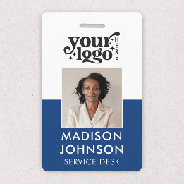 Custom Employee Photo Company Logo Blue Name ID ID Badge