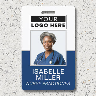 Custom Employee Photo Company Logo ID Navy  Badge