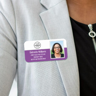 Custom Employee Photo Company Logo Magnetic Name Tag