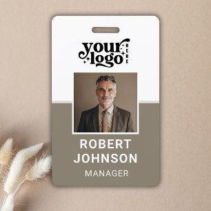Custom Employee Photo Company Logo Modern Name ID Badge