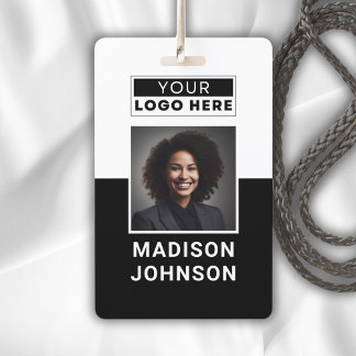 Custom Employee Photo Company Logo Modern Name ID Badge