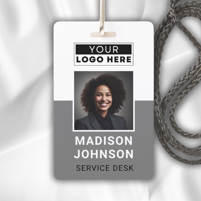 Custom Employee Photo Company Logo Modern Name ID Badge (Custom Employee Photo Company Logo Modern Name Badge)