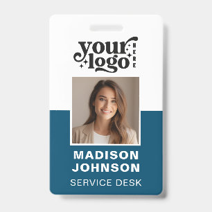 Custom Employee Photo Company Logo Modern QR ID Badge