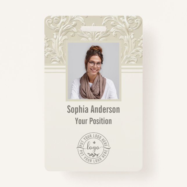 Custom Employee Photo Company QR Code Classic  ID Badge (Front)