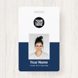 Custom Employee Photo Company Security Id Badges<br><div class="desc">Easily personalise this Custom Employee Name Security ID Badge with Photo, Employee name, profession and business logo. A simple business design in navy blue and white colour fully customisable in front and back sizes, sans-serif basic and modern fonts for a professional and clear look. The id badges are avaiable with...</div>