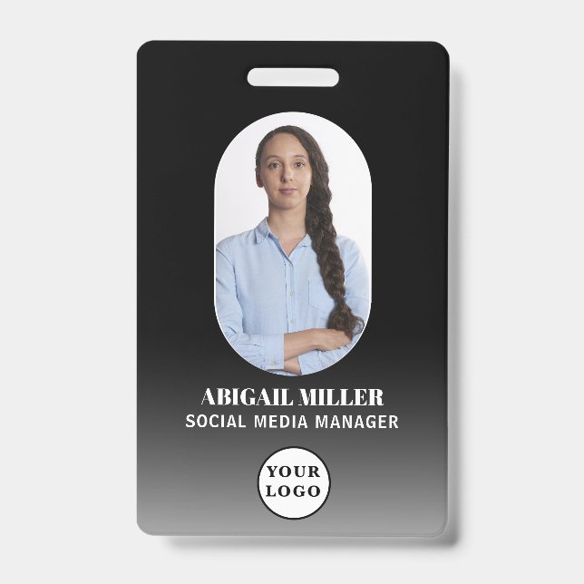 Custom Employee Photo Gradient Arch Badge ID Badge (Front)