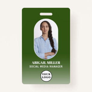 Custom Employee Photo Gradient Arch Green Badge ID Badge