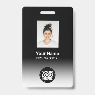 Custom Employee Photo Gradient Black White ID Badge