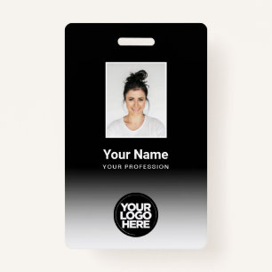 Custom Employee Photo Gradient Black White ID Badge