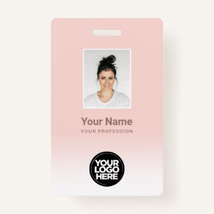 Custom Employee Photo Gradient Cute Blush Pink ID Badge