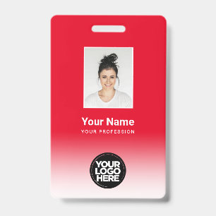 Custom Employee Photo Gradient Red ID Badge