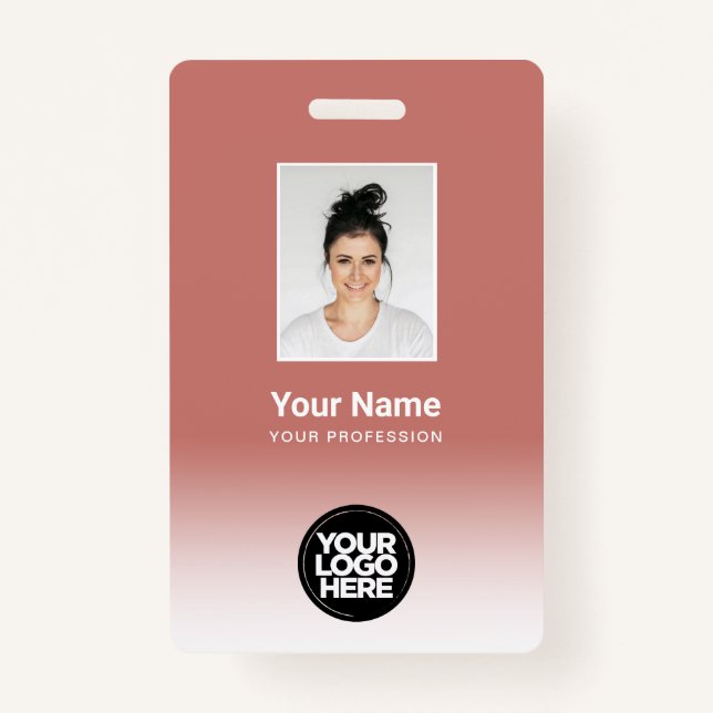 Custom Employee Photo Gradient Terracotta ID Badge (Front)