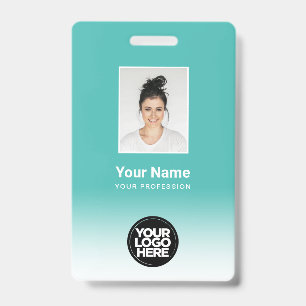 Custom Employee Photo Gradient Turquoise ID Badge