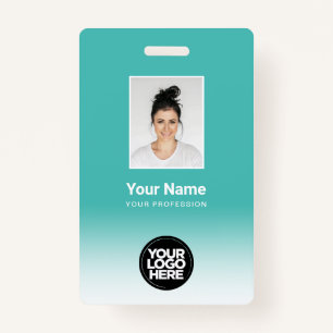 Custom Employee Photo Gradient Turquoise ID Badge