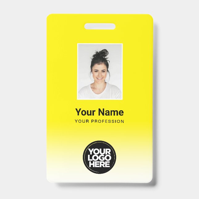 Custom Employee Photo Gradient Yellow ID Badge (Front)