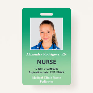 Custom Employee Photo Green Gradient Medical ID ID Badge