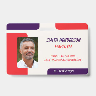 Custom Employee Photo ID Badge Card