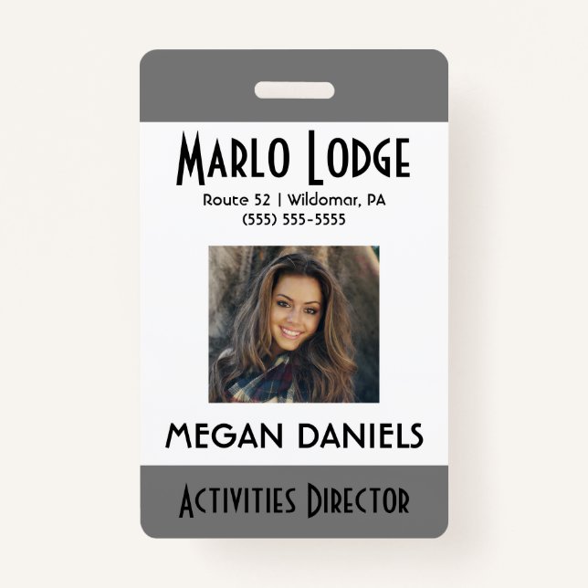 Custom Employee Photo ID Badge - Grey (Front)
