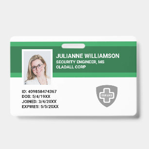 Custom Employee Photo ID, Barcode & Logo Company ID Badge
