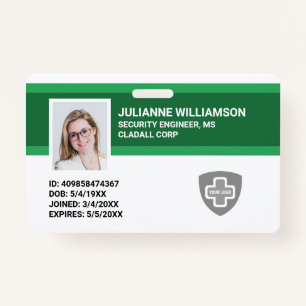 Custom Employee Photo ID, Barcode & Logo Company ID Badge