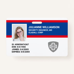 Custom Employee Photo ID, Barcode & Logo Company ID Badge