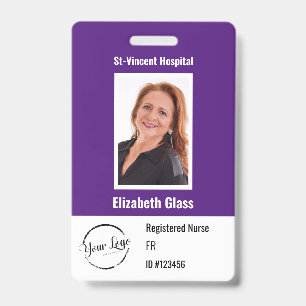 Custom Employee Photo  ID BarCode Logo Name Badge