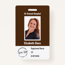 Custom Employee Photo  ID BarCode Logo Name Badge
