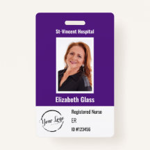 Custom Employee Photo  ID BarCode Logo Name Badge
