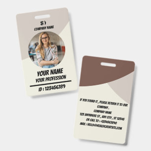 Custom Employee Photo ID Company, Logo, Name Badge