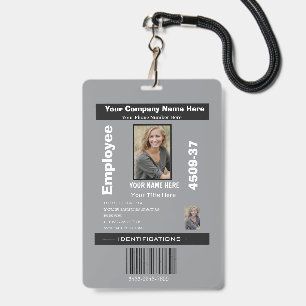 Custom Employee Photo ID Company Security Grey  Badge