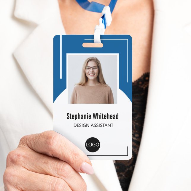 Custom Employee Photo ID Logo Royal Blue ID Badge (Your photo ID employee badge is not just an identification tool, but a powerful communication medium)