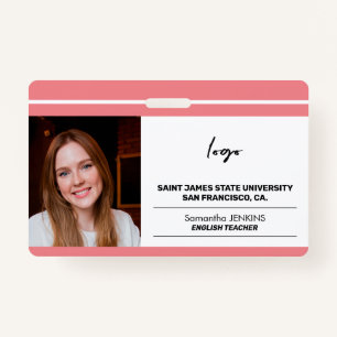 Custom employee photo logo and bare code template ID badge