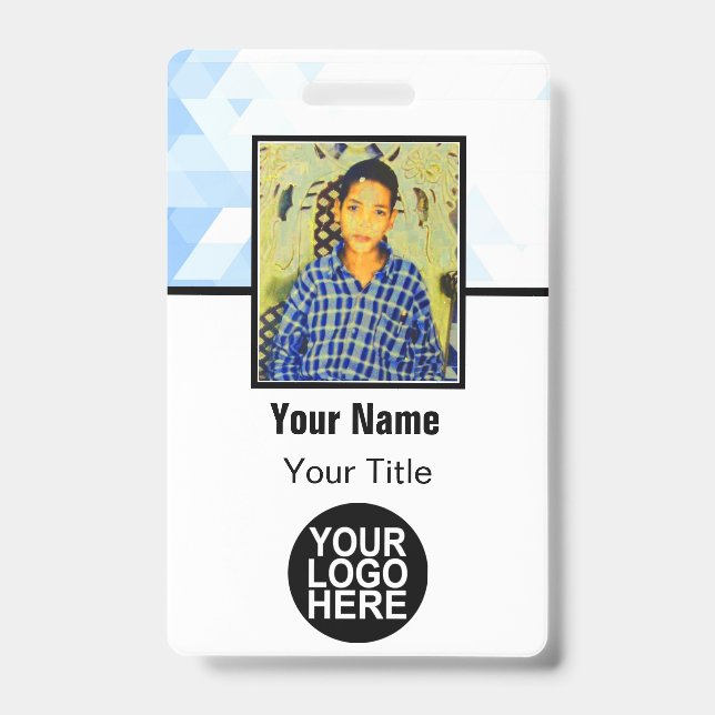 Custom Employee - Photo, Logo, Bar Code and Name ID Badge (Front)
