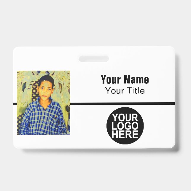 Custom Employee - Photo, Logo, Bar Code and Name ID Badge (Front)