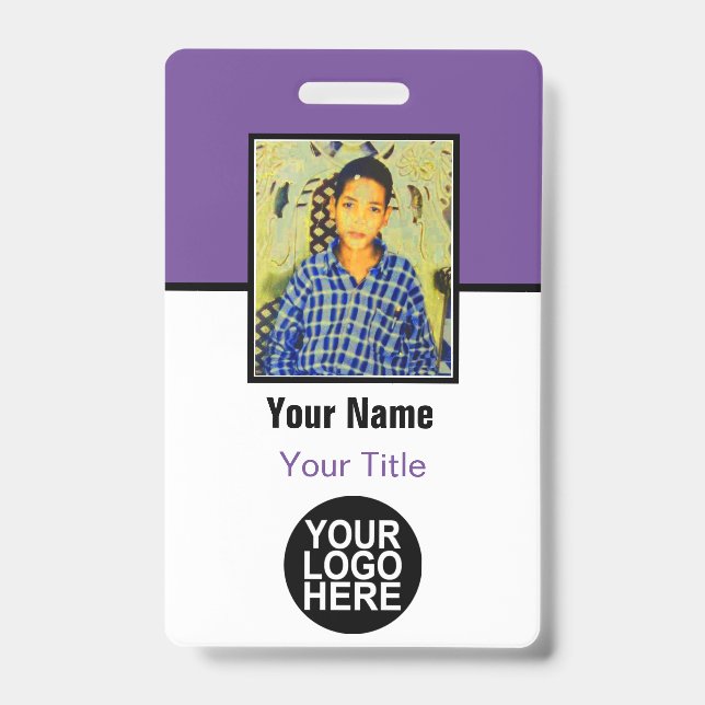 Custom Employee - Photo, Logo, Bar Code and Name ID Badge (Front)