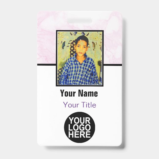 Custom Employee - Photo, Logo, Bar Code and Name ID Badge (Front)
