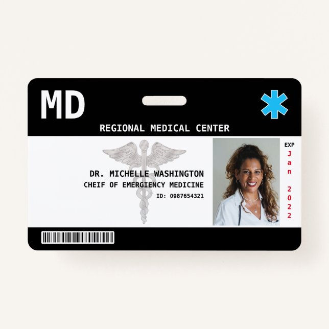 Custom Employee Photo, Logo, Bar Code ID Badge (Front)