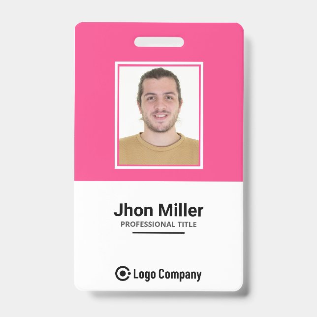Custom Employee Photo, Logo, Bar Code, Name Badge ID Badge (Front)