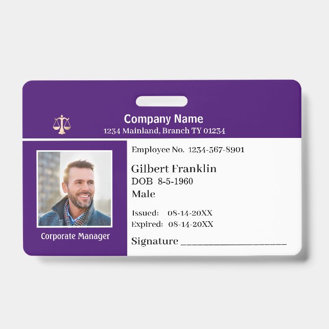 Custom Employee Photo Logo Bar Code Name Badge ID Badge (Front)