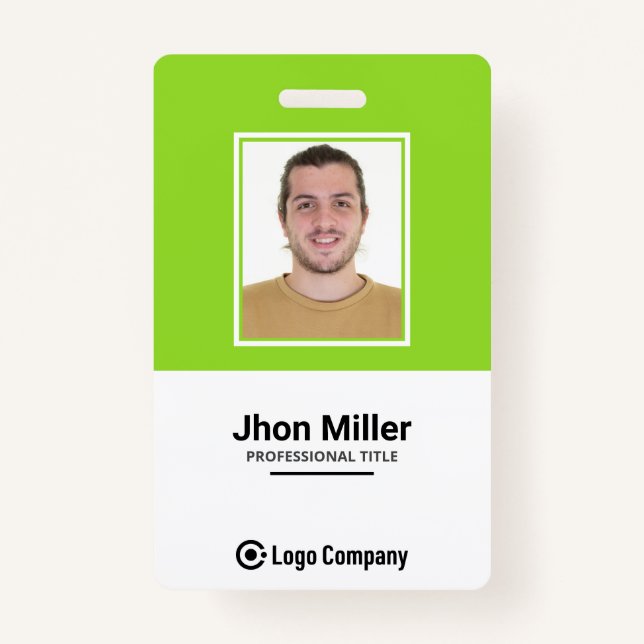 Custom Employee Photo, Logo, Bar Code, Name Badge ID Badge (Front)