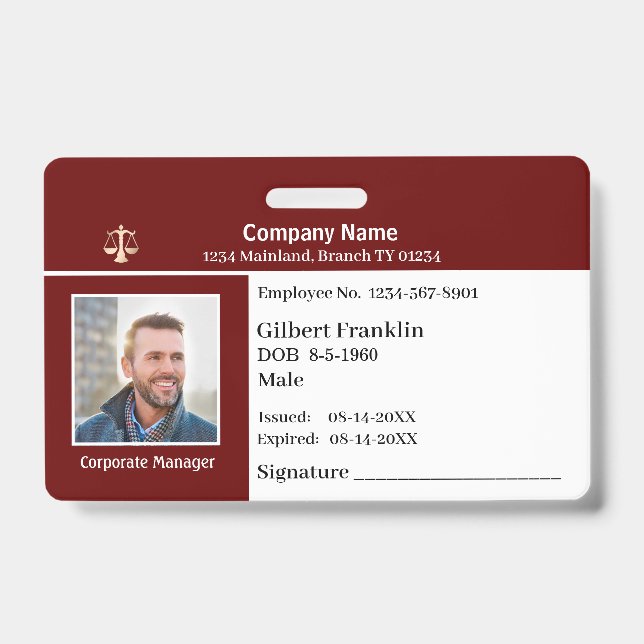 Custom Employee Photo Logo Bar Code Name Badge ID Badge (Front)