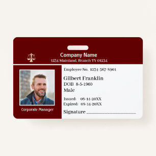 Custom Employee Photo Logo Bar Code Name Badge ID Badge