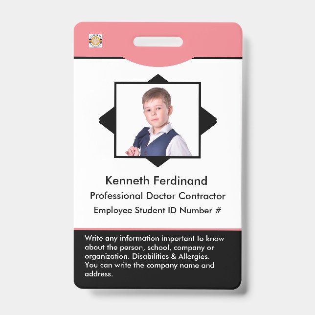 Custom Employee Photo Logo Bar Code Name Badge ID Badge (Front)