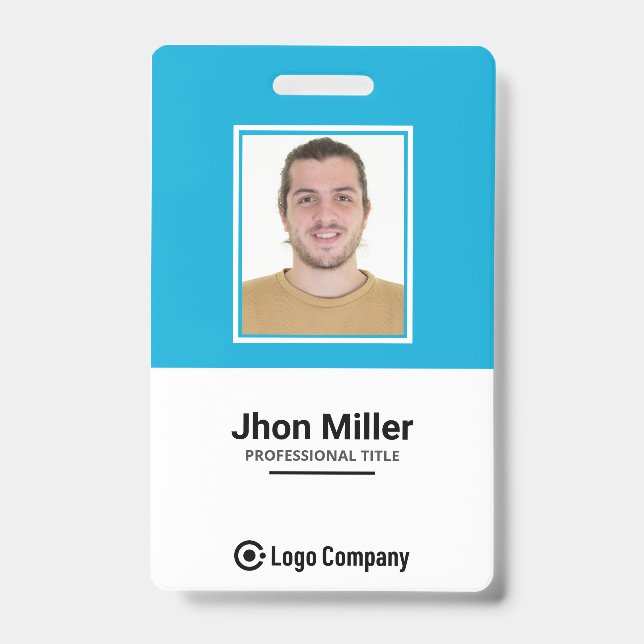 Custom Employee Photo, Logo, Bar Code, Name Badge ID Badge (Front)