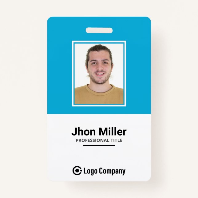 Custom Employee Photo, Logo, Bar Code, Name Badge ID Badge (Front)