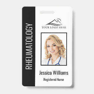 Custom Employee Photo Logo Bar Code Name Black ID Badge