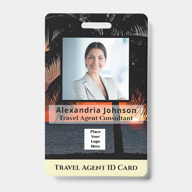 Custom Employee Photo Logo Bar Code Name ID Badge (Front)