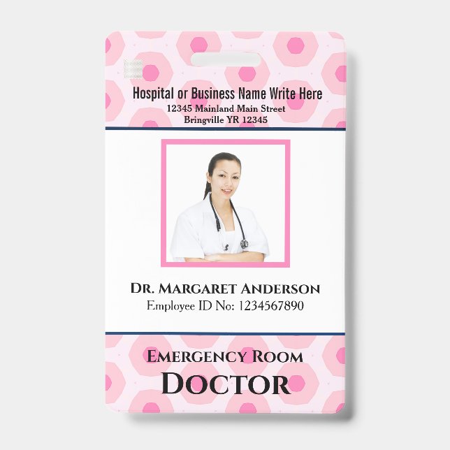 Custom Employee Photo Logo Bar Code Name ID Badge (Front)