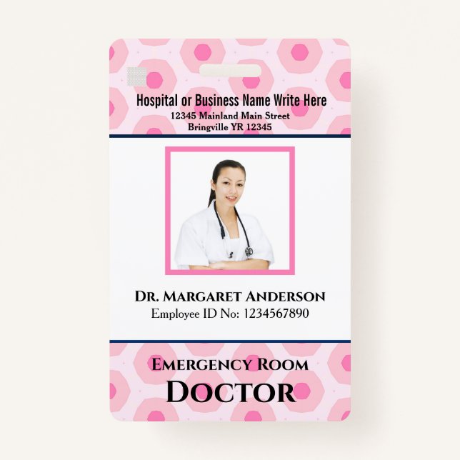 Custom Employee Photo Logo Bar Code Name ID Badge (Front)